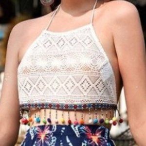 Boho halter crop top size medium